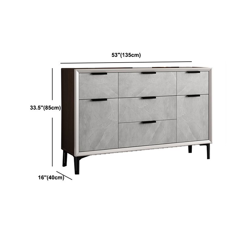 33.46"Tall Grey Accent Chest, Wooden Rectangle Cabinet with Drawers