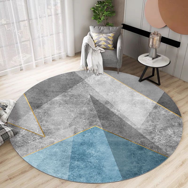 Round Graphic Print Rug Creative Area Carpet Polyester Non-Slip Backing Carpet for Home Decoration