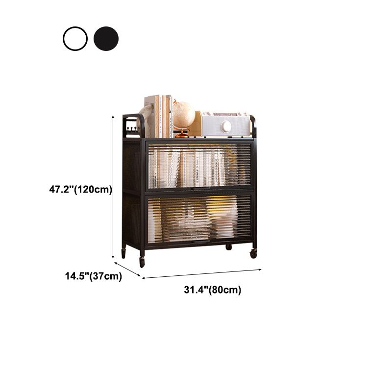 Modern Style Bookshelf Metal Closed Back Bookcase with Door for Office