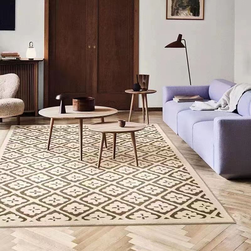 Apricot Modern Rug Pattern Polyester Rug Washable Rug for Drawing Room