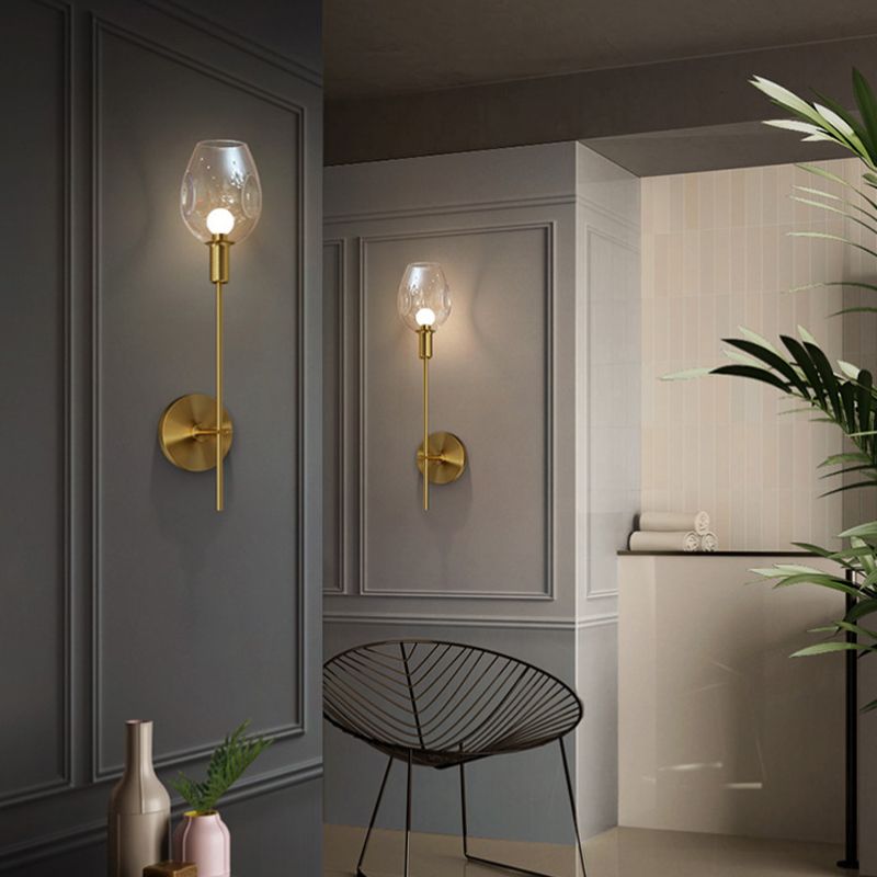 1 Light Wall Mounted Light Fixture Modern Wall Mounted Lighting in Gold
