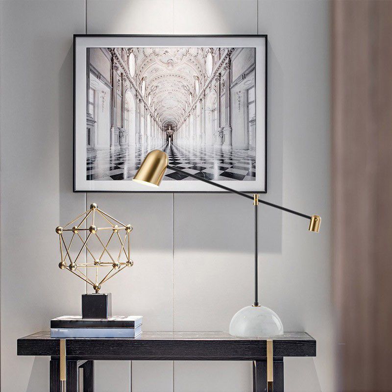 1 Light Bell Night Table Lamps Mid Century Modern Metal Table Light in Gold