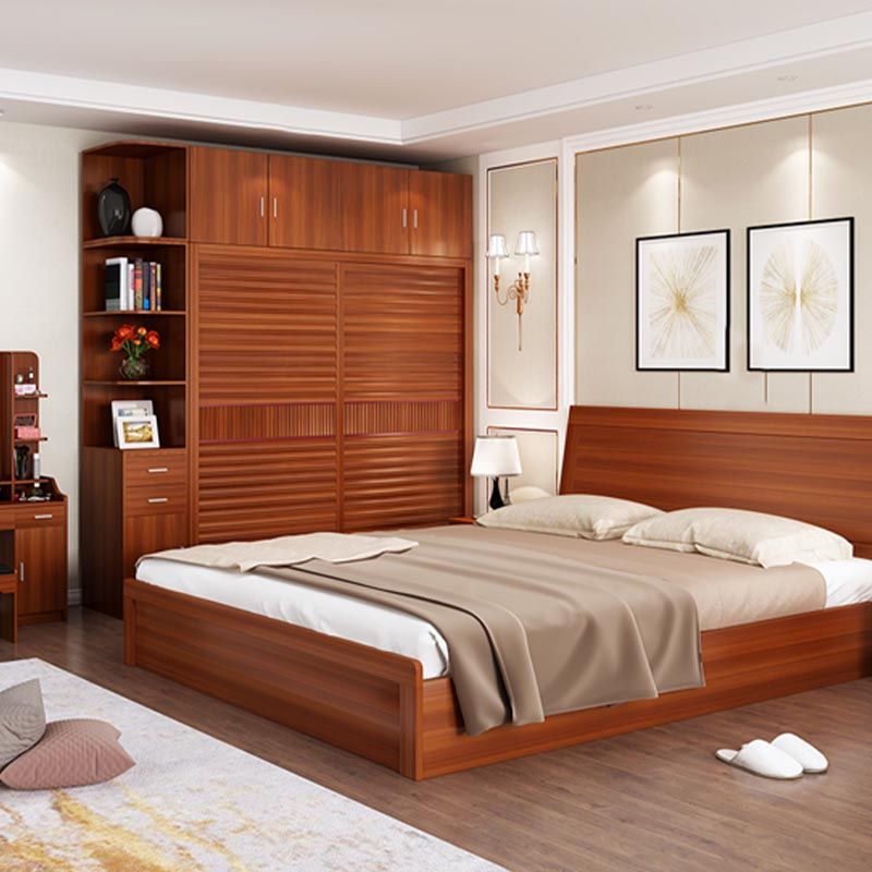 Brown Contemporary Wardrobe Armoire Engineered Wood Wardrobe Closet