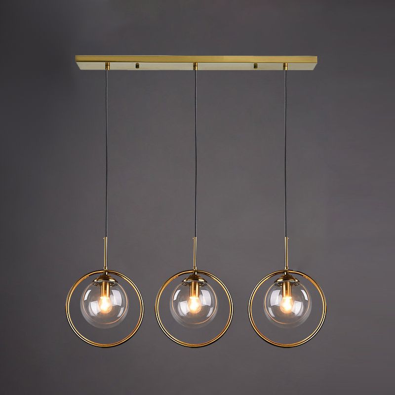 Luz de colgante interior de bronce de vidrio en lámpara colgante de globo de hierro de estilo creativo moderno