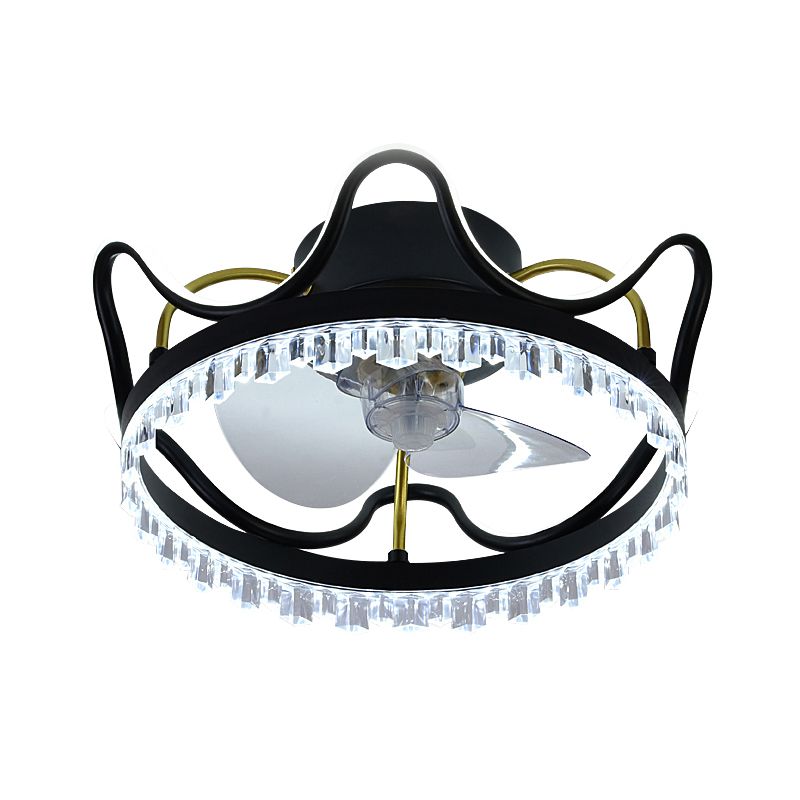 Kronenförmige Schlafzimmer Deckenventilator Lampe Acryl Moderne LED Semi Flush Light