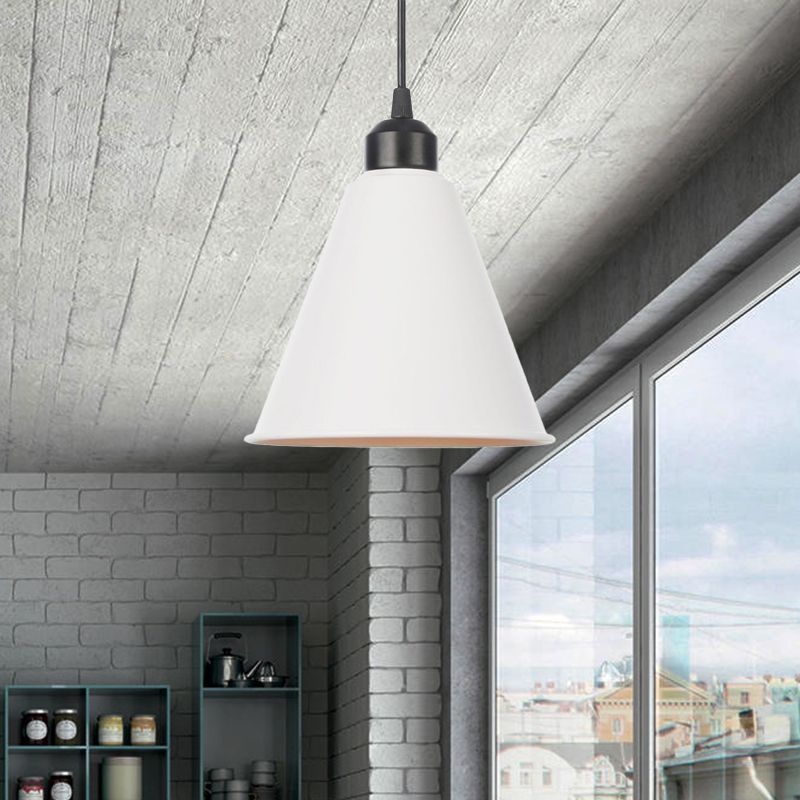 1 helles Innenheizanhänger Licht Bauernhaus Schwarz/Weiß Hanging Leuchte mit Kegel/Wellen-/breitem Flare Metallschatten