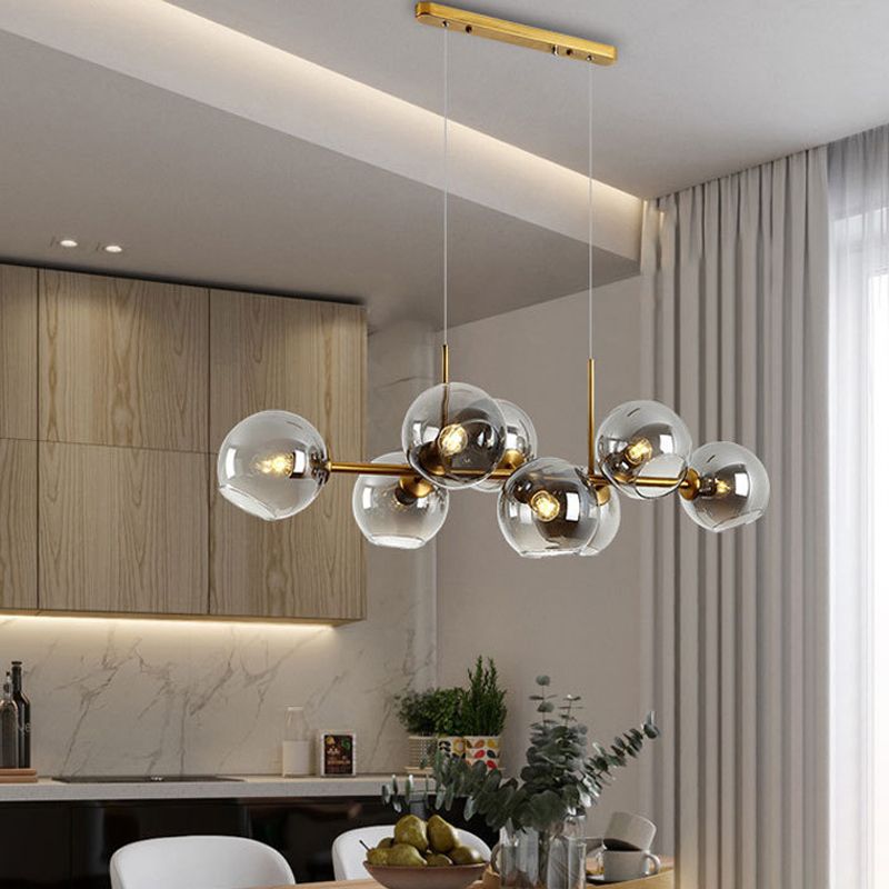 8-Lights Modernist Island Pendants Glass Pendant Lights for Dining Room