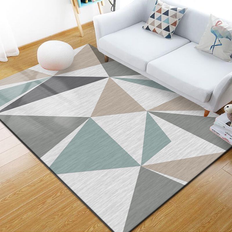 Skandinavischer geometrischer Teppich, mehrfarbiger Polyster-Innenteppich, rutschfeste Rückseite, haustierfreundlicher Teppich zur Dekoration