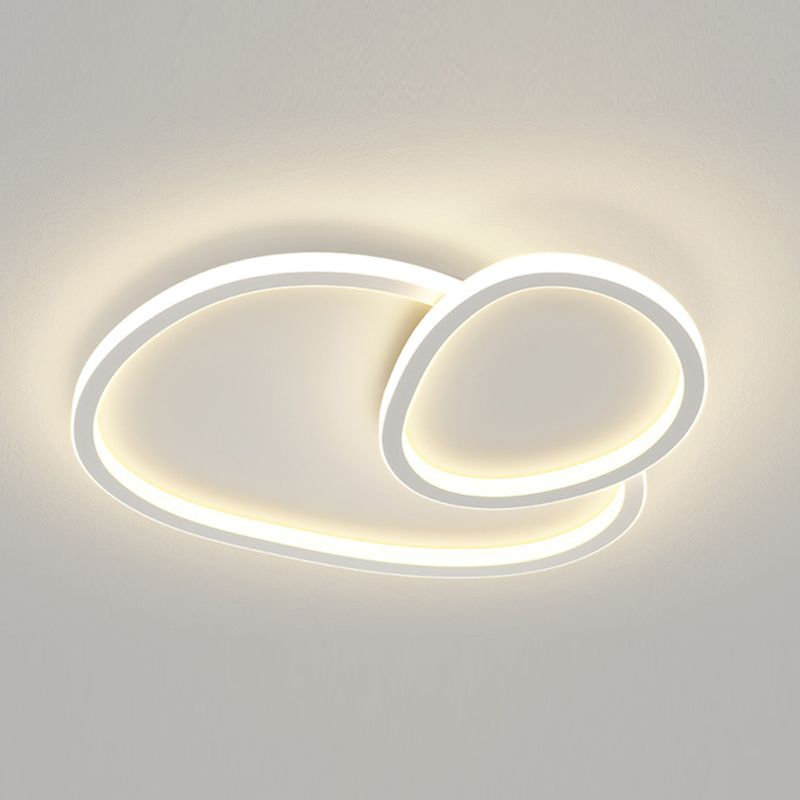 Nordic Flush Mount Metal LED Ceiling Light Fixture in White for Living Room