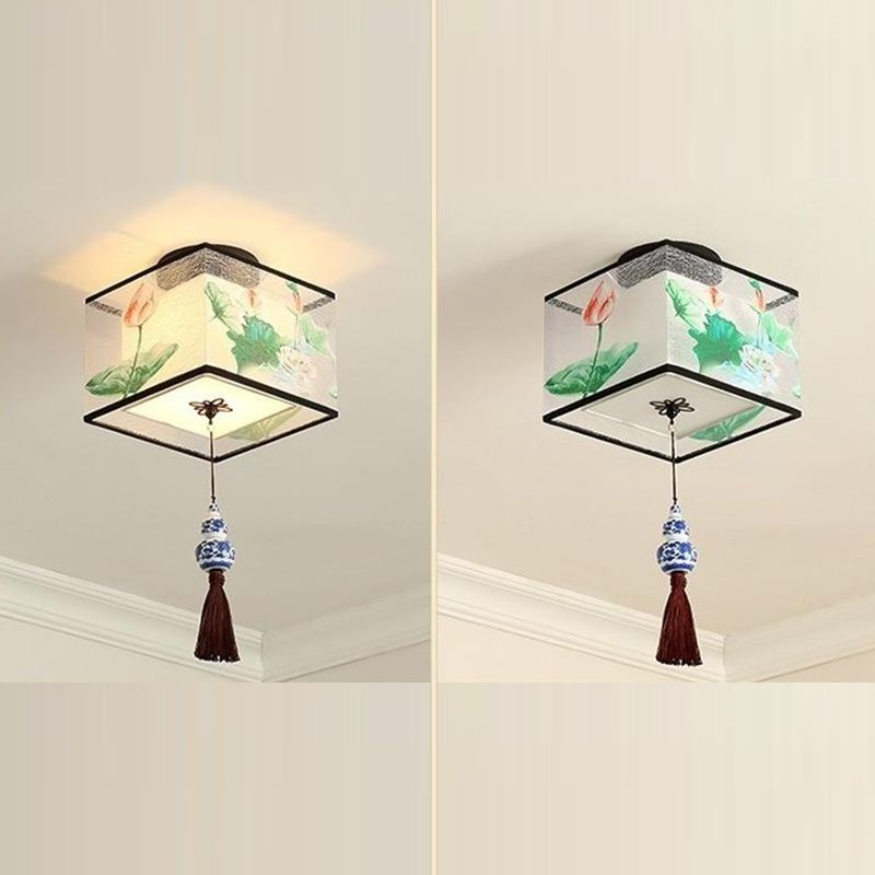 Modern Flush Mount Ceiling Light Simple Flush Mount Lamp with Fabric Shade