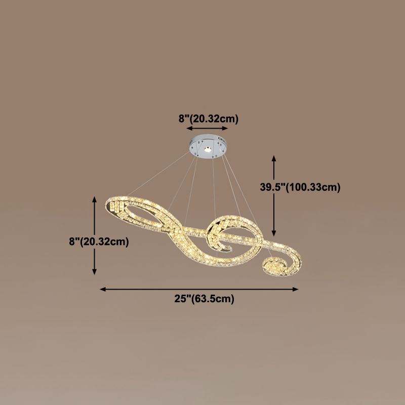 Contemporary Pendant Lights Note Shape Island Lights Crystal 2 Light for Kitchen Island