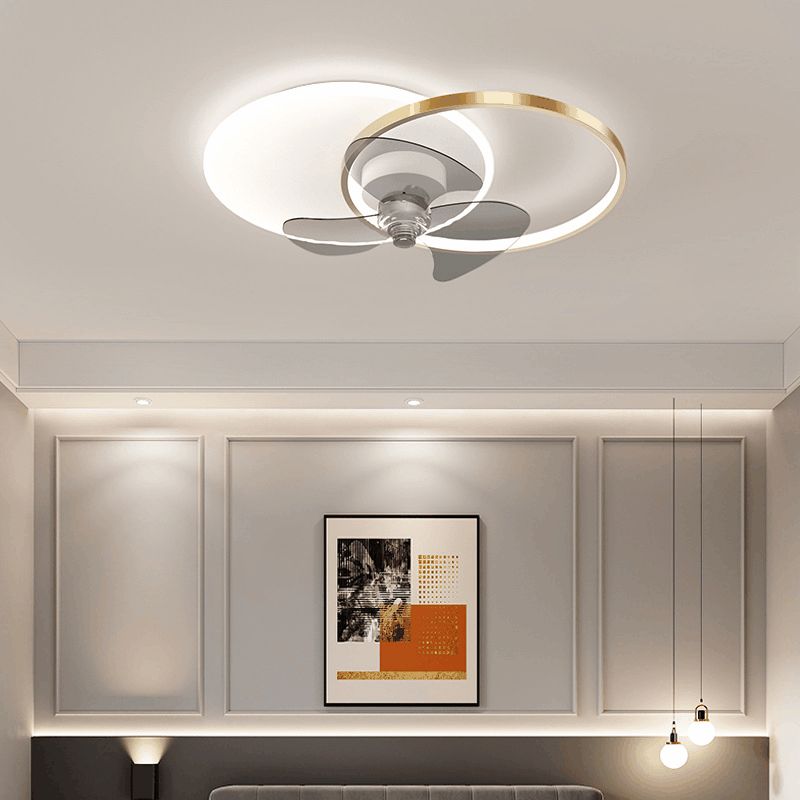 Dual Circle Lüfterleuchte minimalistische Metallschlafzimmer LED Semi Flush Deckenleuchte