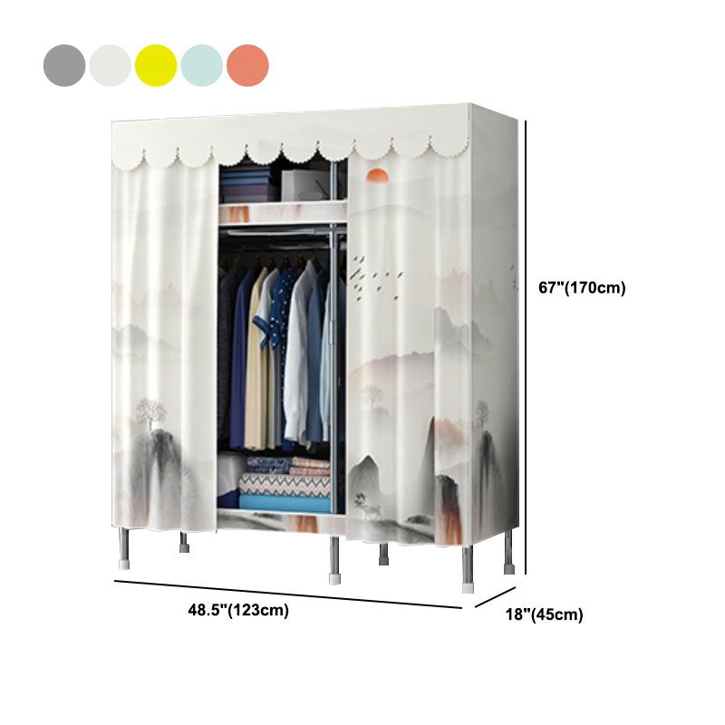 Contemporary Style Steel Wardrobe 2 Shelves Wardrobe Closet for Home