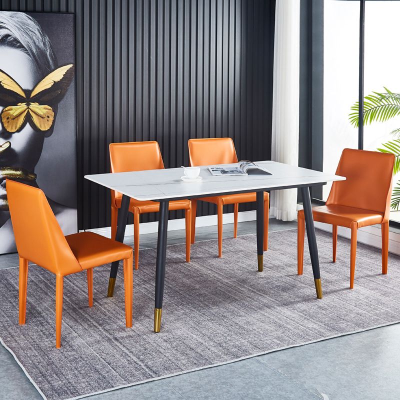 Silla auxiliar Parsons contemporánea, silla sin brazos curvada de cuero con acabado mate para Brasserie