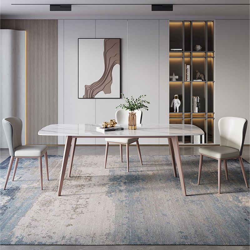 Modern Sintered Stone Top Table Rectangle Table with 4 Legs for Restaurant