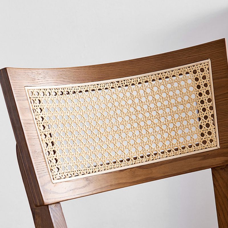 Modern Rattan Square Bar Stool Solid Wood Armless Bar Stool for Living Room