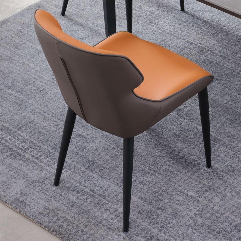 PU Leather Dining Chairs Industrial Style Arm Wingback Parsons Chair for Home