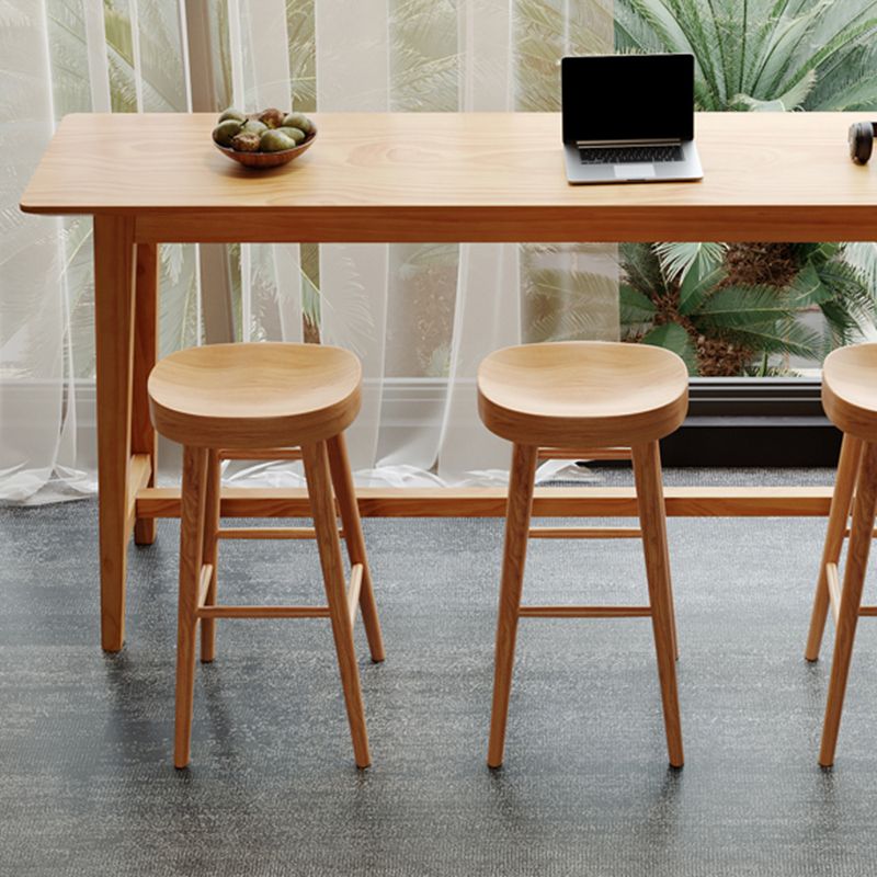 1/4 Pieces Modern Rectangle Solid Wood Bar Table with High Stools