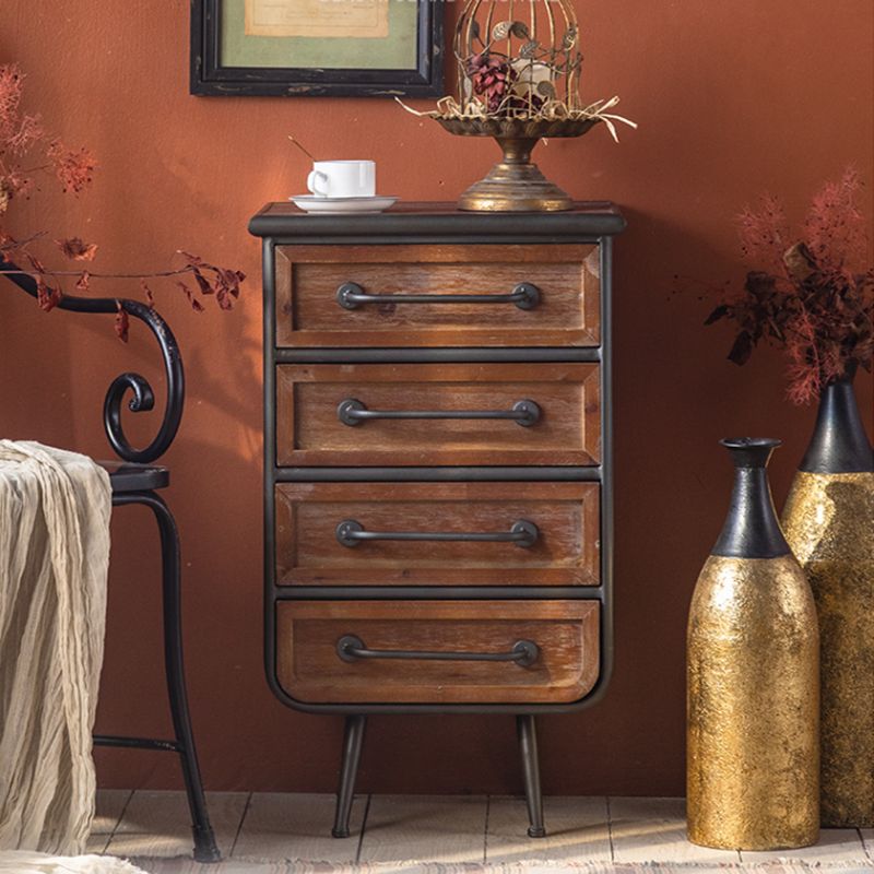 Industrial Rectangle Solid Wood With Doors Cabinet Distressed Wood Accent Cabinet
