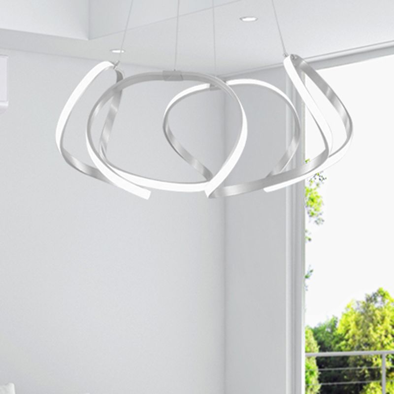 23.5"/31.5" Wide Chrome/Gold Strip Chandelier Postmodern LED 1 Light Acrylic Hanging Lamp Kit in Warm/White Light