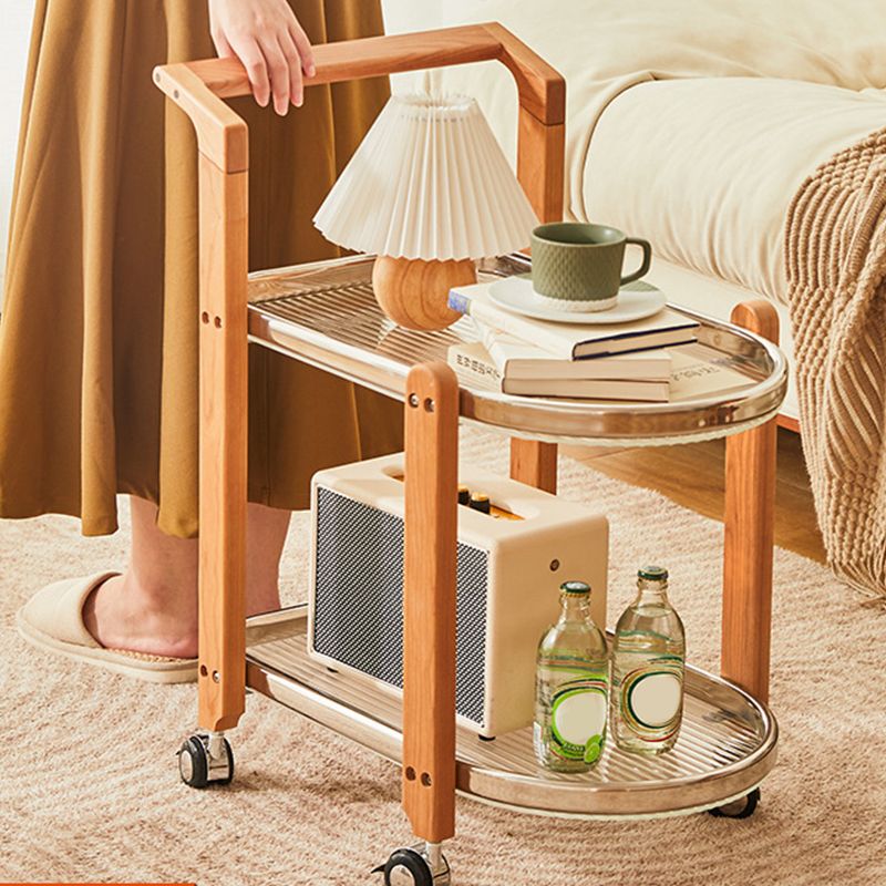 15" Wide Contemporary Corner Table Solid Wood Double Tier Accent Side Table