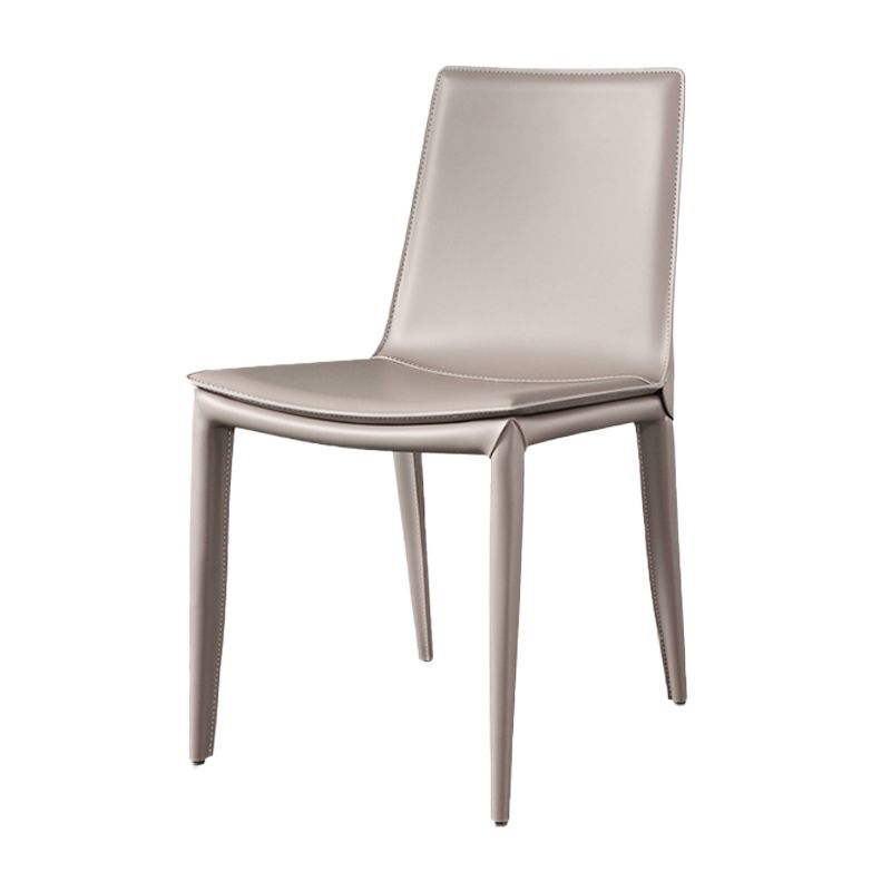 Silla de comedor sin brazos de cuero contemporánea Sillas de comedor de metal