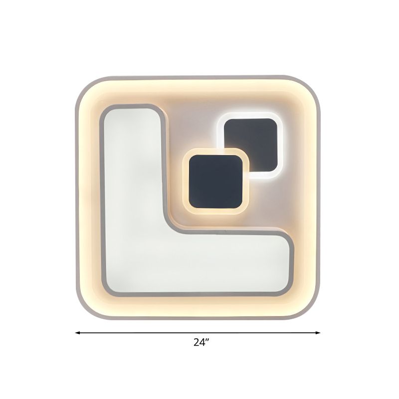 Metallisch Quadratisch Flushmount Lamp Modern LED White Flush Mounted Beleuchtung für Schlafzimmer