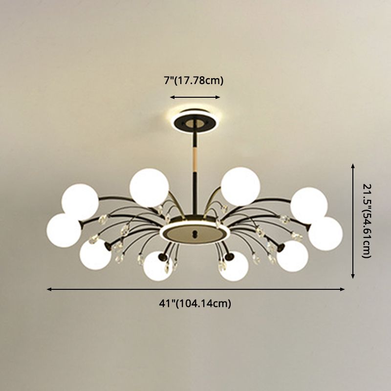 Contemporary Modo Chandelier Lighting Opal Frosted Glass Sitting Room Ceiling Hang Light