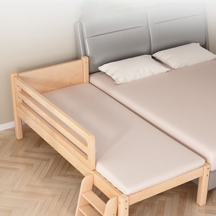 Luxurious Style Solid Wood Nursery Bed in Nature with Guardrail