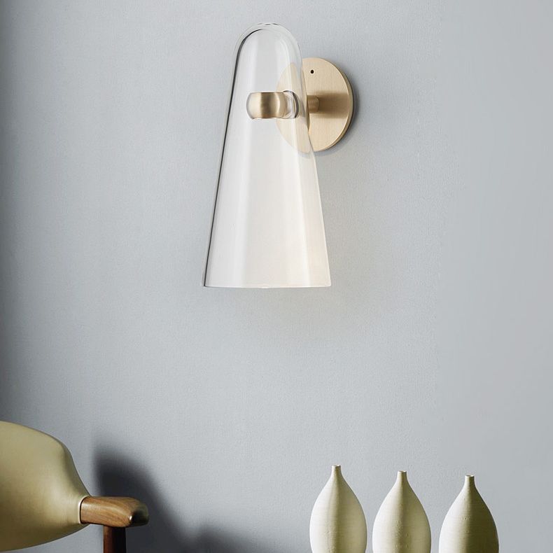 Nordic Glass Shade Wall Sconce Light 1 Light Metal Arm Wall Lamp for Bedside Corridor