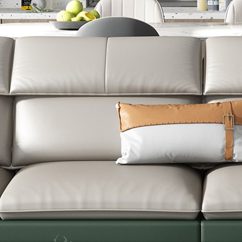Foam Solid Color Flared Arm Waterproof Genuine Leather Sofa for Home