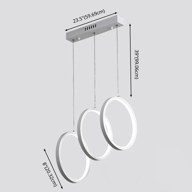 Kreise Esszimmer hängende Anhänger leichte Metall LED Einfachheit Deckenheizlicht in Weiß