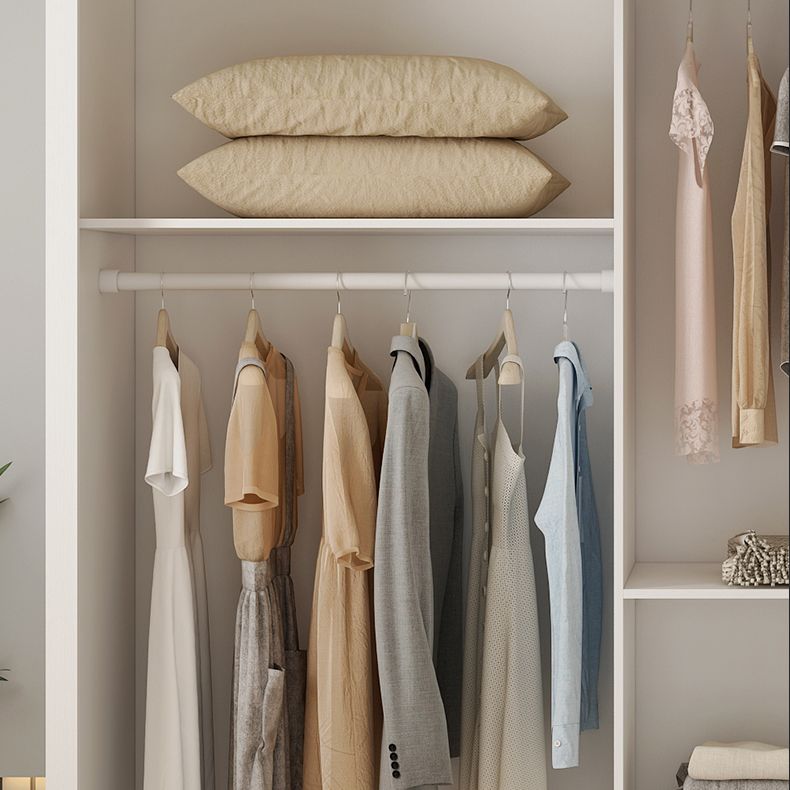 Sliding Wardrobe Closet with Shelves White Wooden Wardrobe Armoire