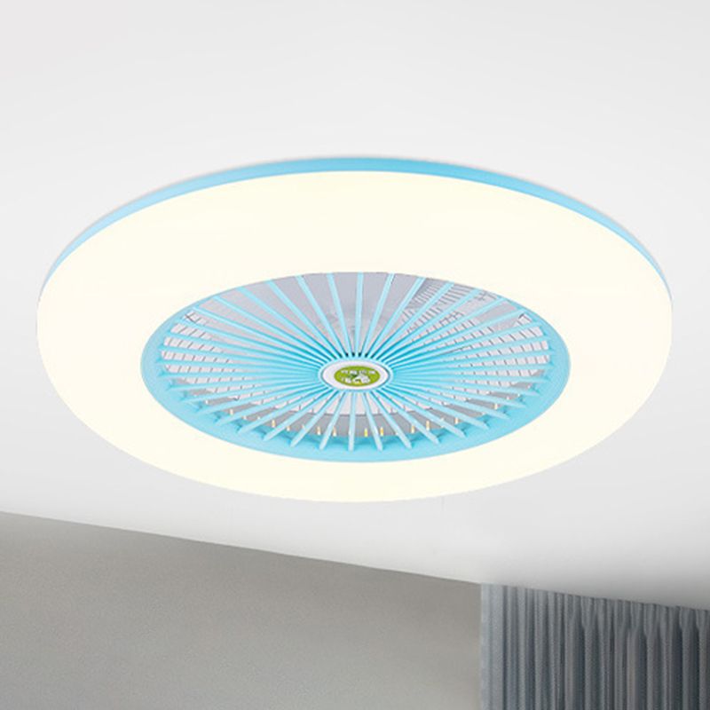 5 Klingen runde Schlafzimmer Deckenventilator Leuchtmetall Nordic LED Semi Flush Mount Lampe mit Fernbedienung, 19,5 "breit