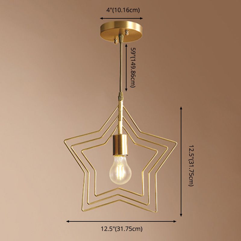 Pendre de style postmoderne en métal Forme d'étoile étoile Lumière pour café