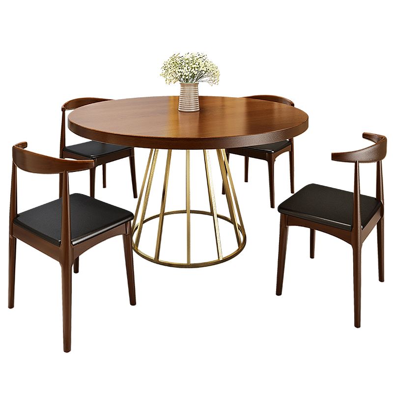 Round Dining Table Contemporary Style Solid Wood Dinner Table for Kitchen Home