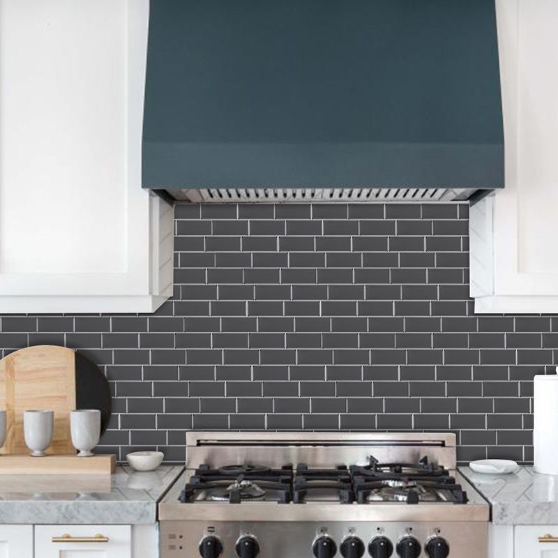 Brick Wallpaper Panel Set Dark Grey PVC Wall Decoration, Peel and Paste, 11' x 8.3"