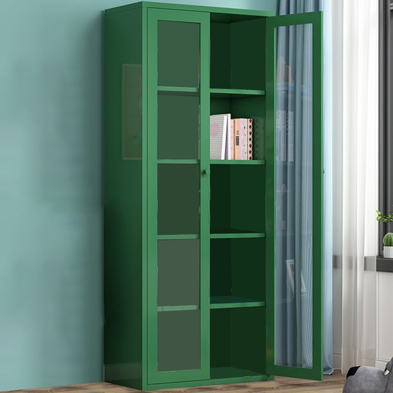 Contemporary Storage Cabinet Antique Finish Side Cabinet with Glass Paned