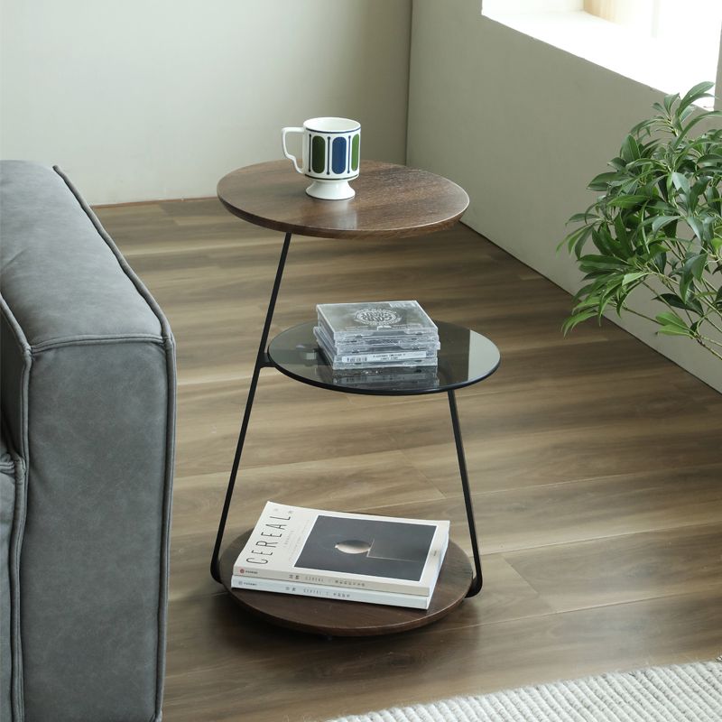Modern Round Corner Table 3-Tier Side End Table with Storage