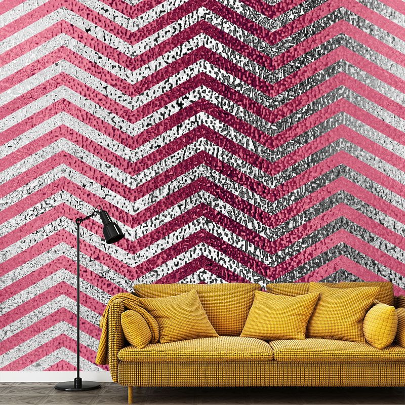 Washable Herringbone Foil Wall Mural Custom Modern Style Wall Art for Living Room