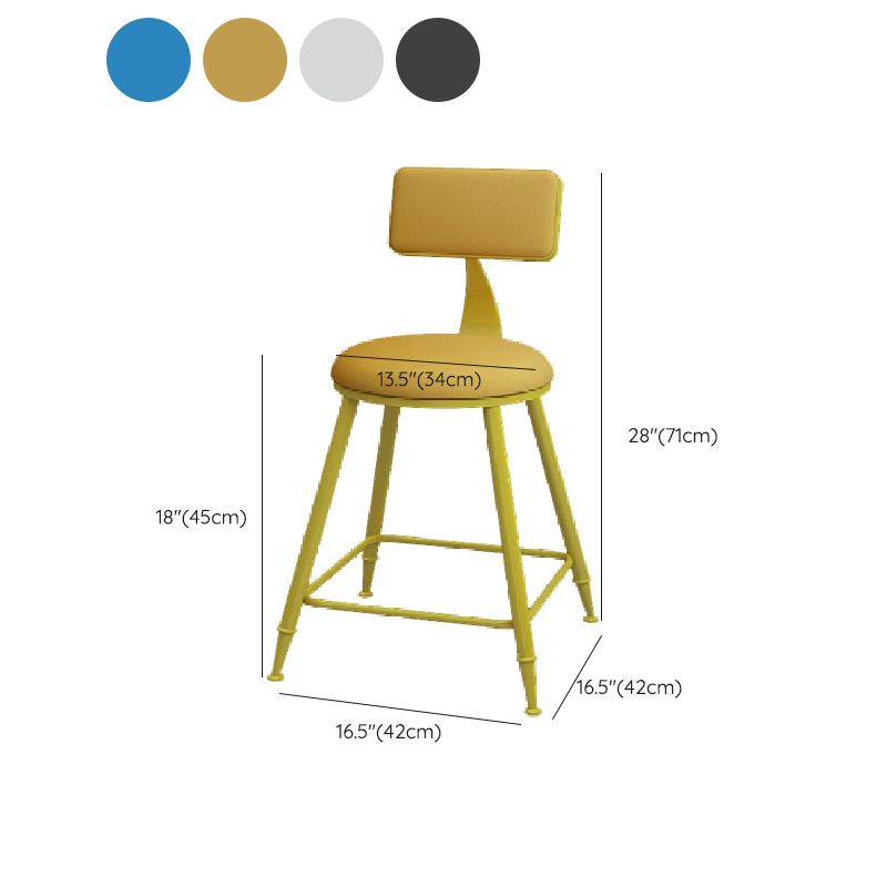 Nordic Armless Backrest Counter Stool Iron Kitchen Bar Stool with Leather Cushion