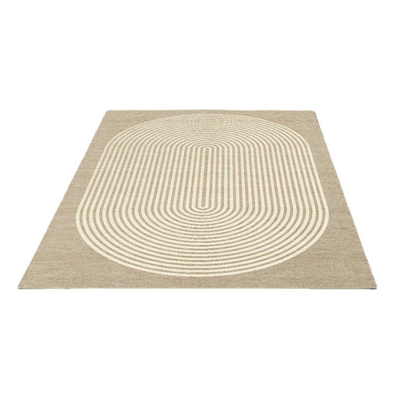 Light Brown Striped Rug Polyeste Casual Indoor Rug Stain Resistant Rug for Drawing Room