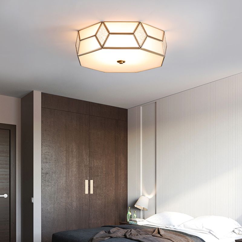 13"/17"/21" Wide Geometrical Flush Mount Traditional White Glass 2/3 Bulbs Ceiling Mount Chandelier