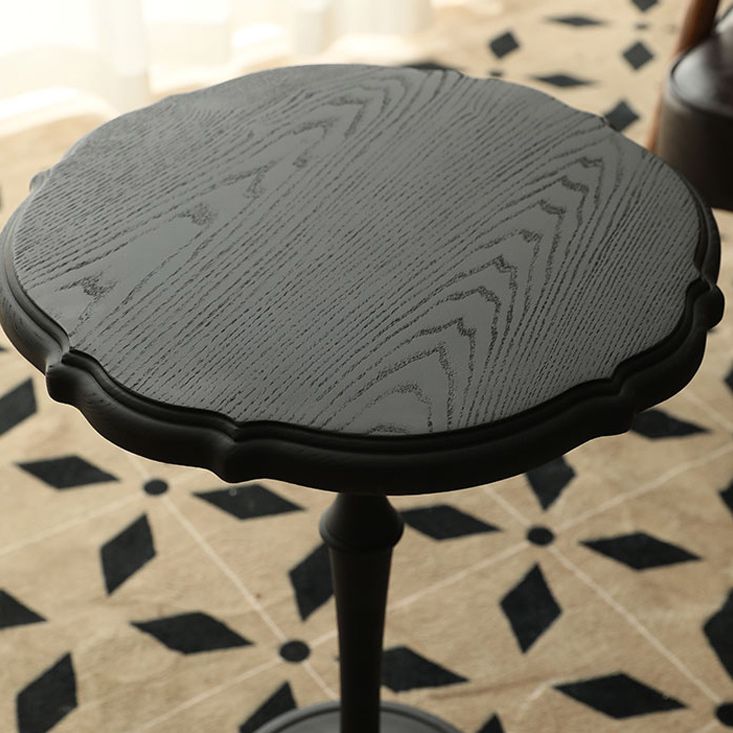 Round Old Solid Wood Table with Pedestal Base Base French Country Style Side Table