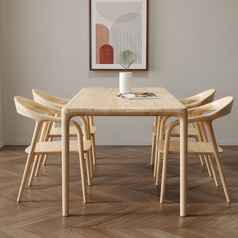 1/2/5 Pcs Rectangle Solid Wood Standard Height Dining Furniture Set in Light