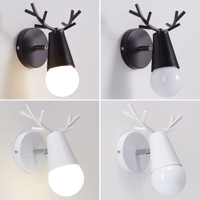 1 Light Wall Mount Lamp Fixture with Antler Metal Macaron Wall Sconce Light for Boy Girl Bedroom