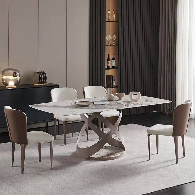 Modern Rectangle Dining Table Set 1/4/5/6/7 Pieces Dinette Set with Sintered Stone Top