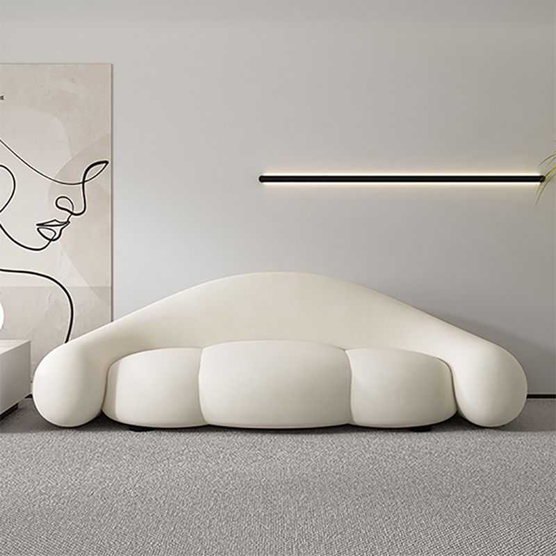 Contemporary White Seating Cushions Living Room Curved Settee