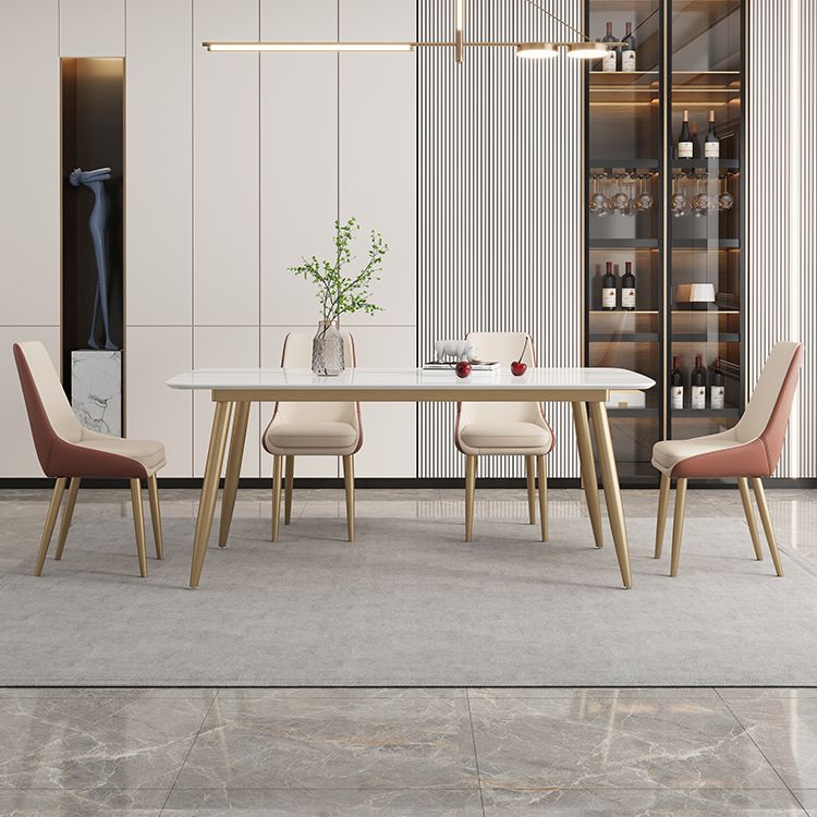 Glam Sintered Stone Dining Room Set Standard Height with Gold Base Dining Set