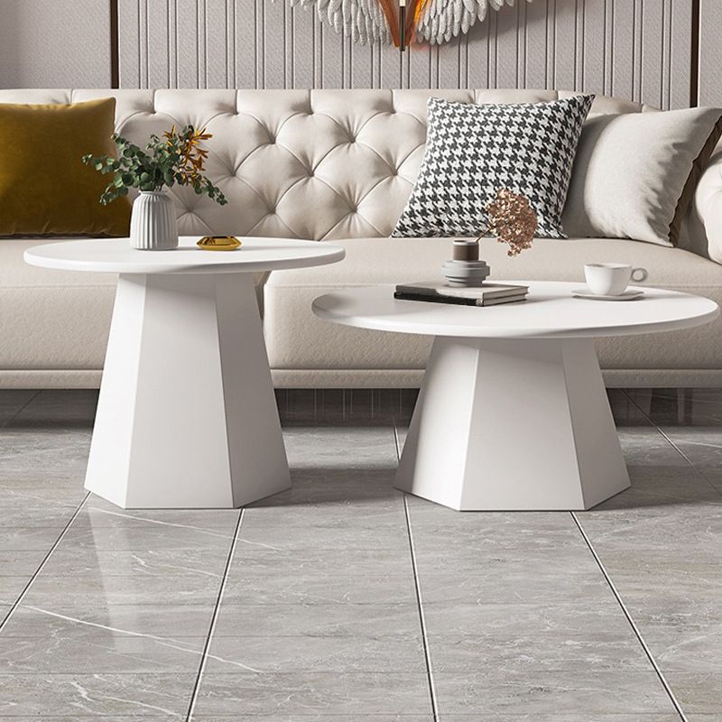 Modern Black/White Coffee Table Pedestal Marble Cocktail Table  for Room